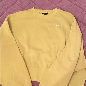 Nike bright yellowish green Crewneck with White Logo